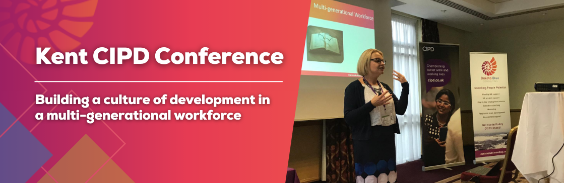 Jackie Brooker, MD of Dakota Blue, talks at Kent CIPD Conference on building a culture of development in a multi-generational workforce